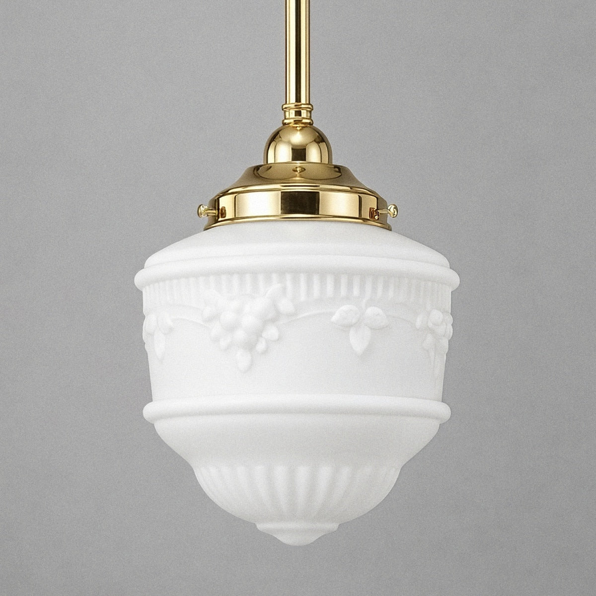 Single Rod Pendant Brass With 8" Senator Opal Matt Glass - 3000257