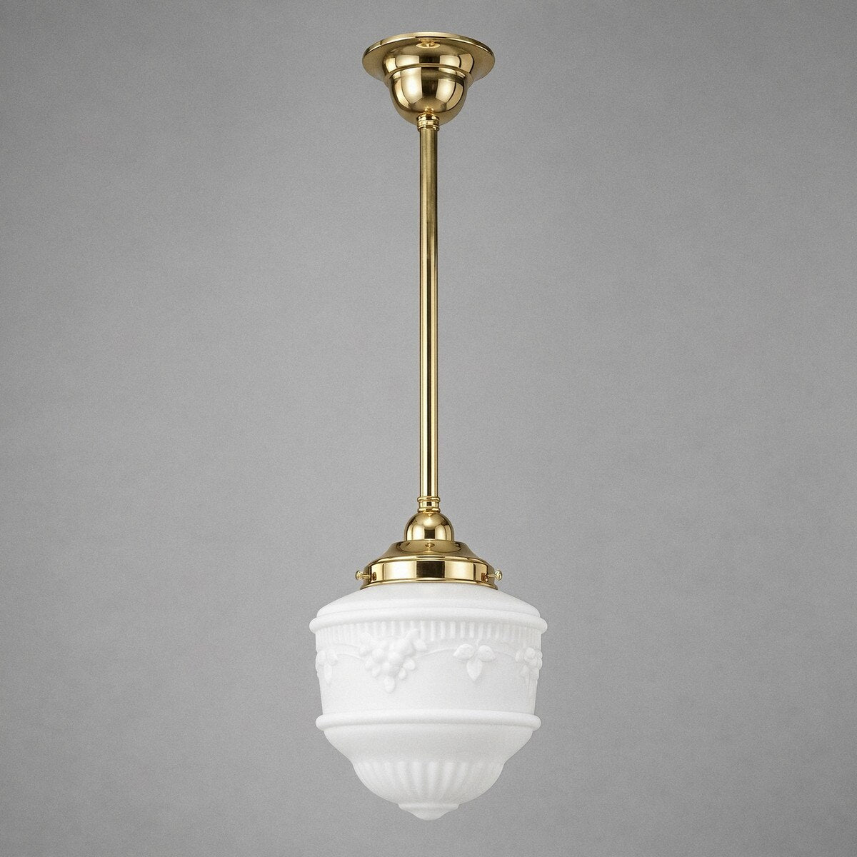 Single Rod Pendant Brass With 8" Senator Opal Matt Glass - 3000257