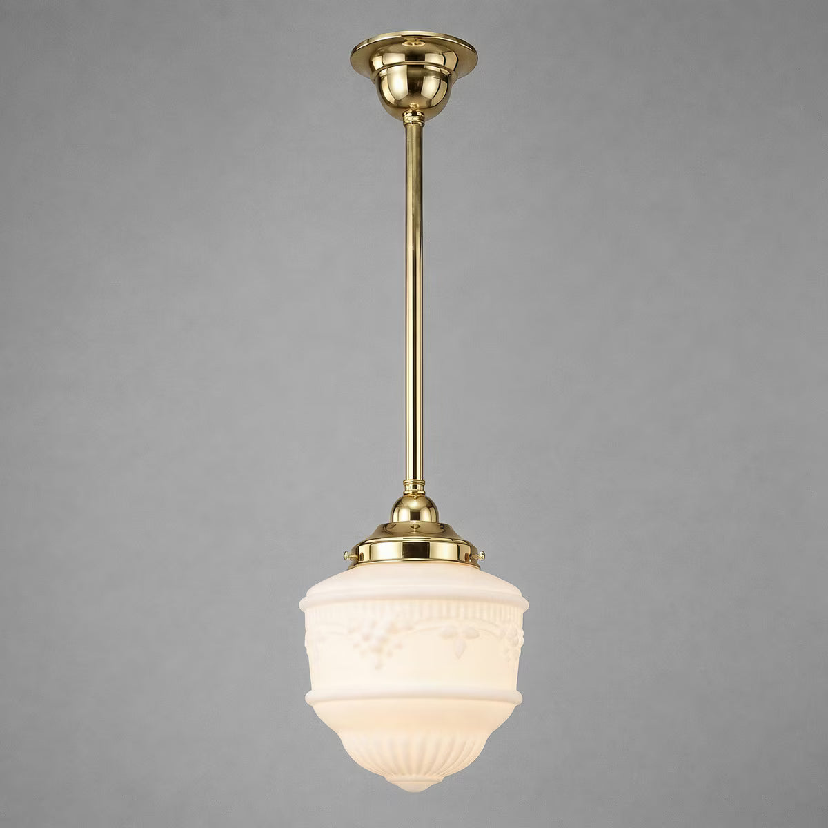 Single Rod Pendant Brass With 8" Senator Opal Matt Glass - 3000257