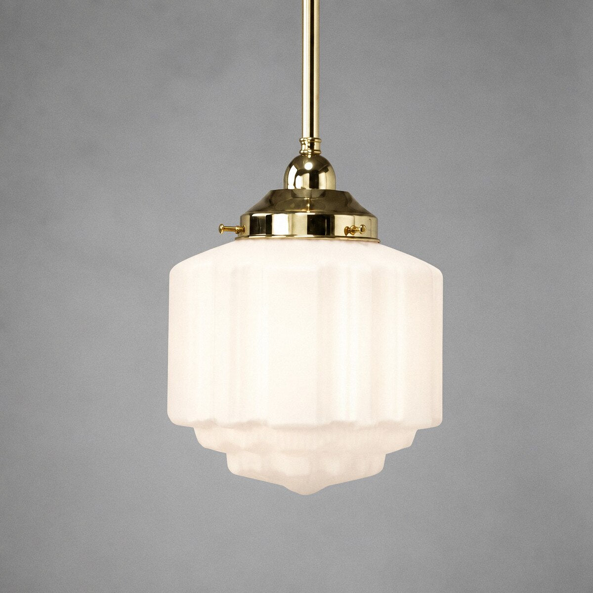Single Rod Pendant Brass With 8" St Kilda Opal Matt Glass - 3000262