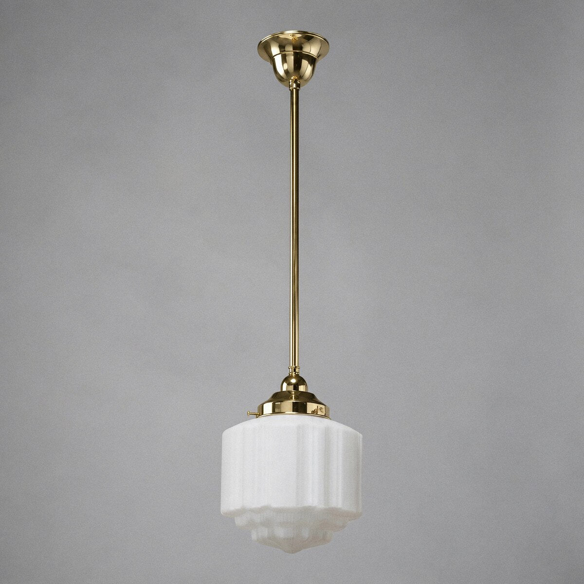 Single Rod Pendant Brass With 8" St Kilda Opal Matt Glass - 3000262