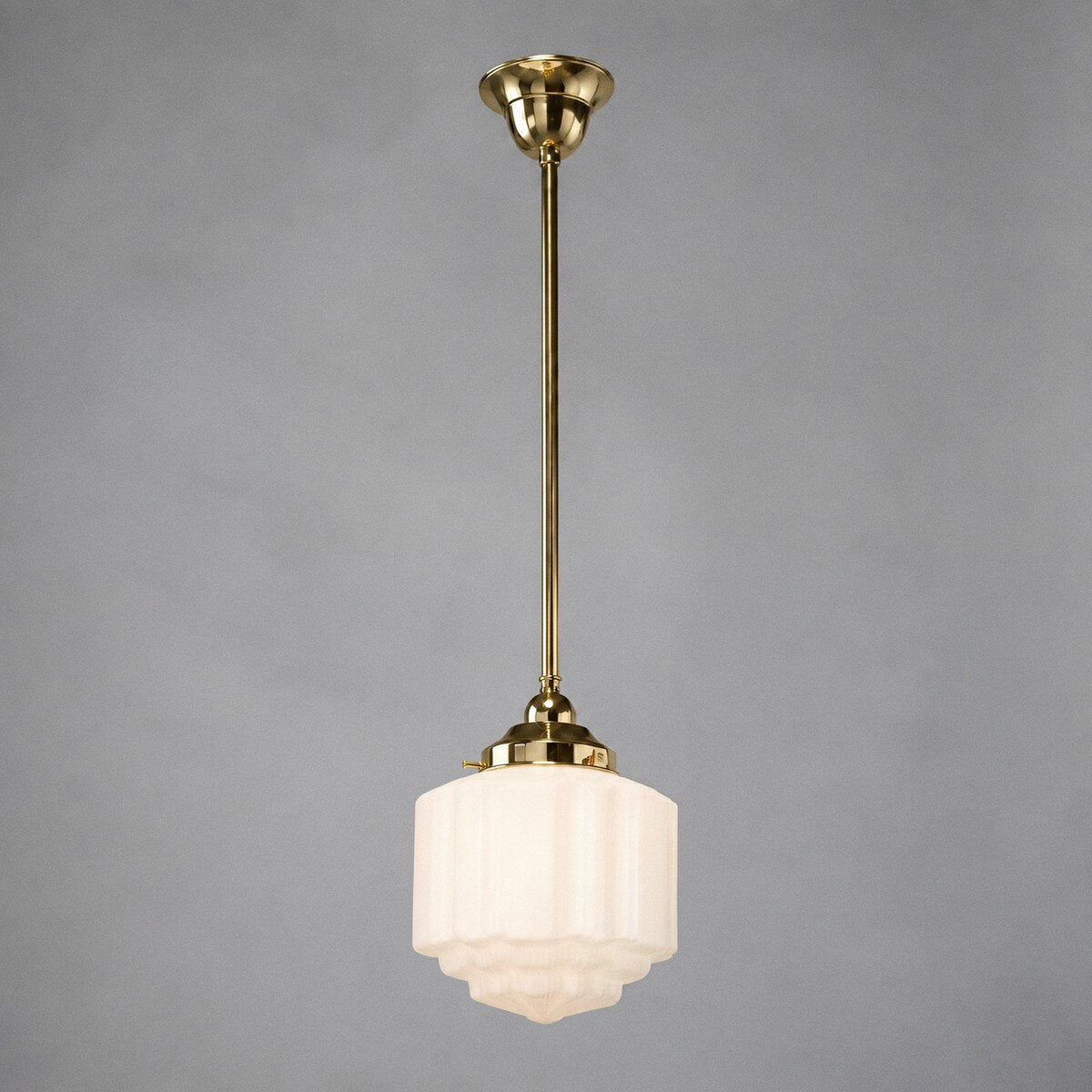 Single Rod Pendant Brass With 8" St Kilda Opal Matt Glass - 3000262
