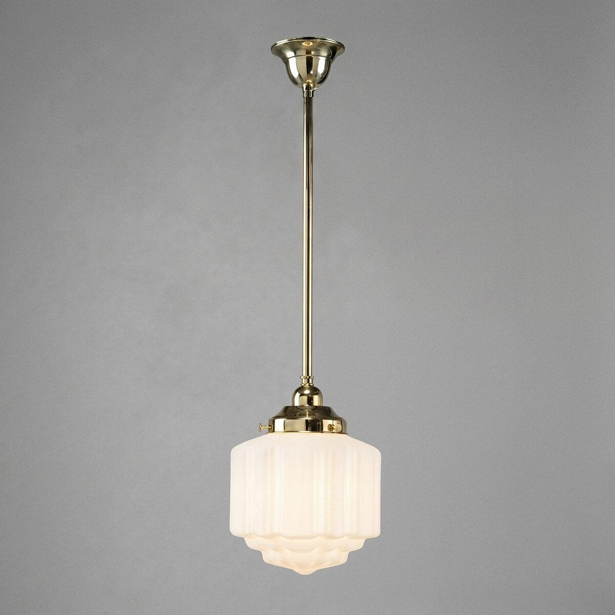 Single Rod Pendant Brass With 8" St Kilda Opal Matt Glass - 3000262