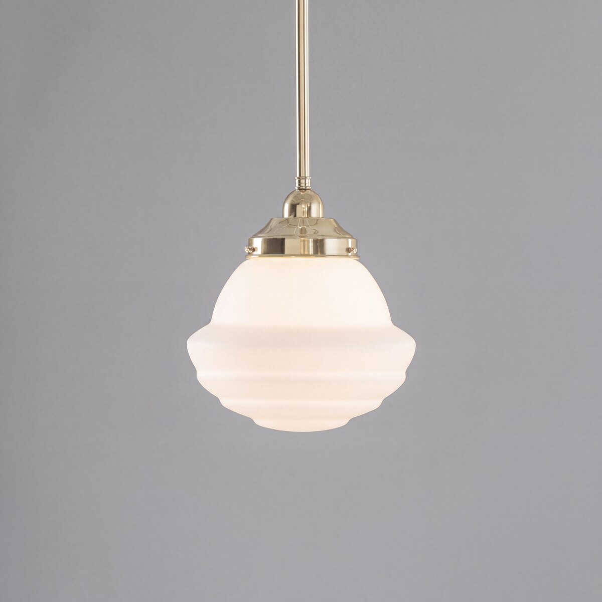 Single Rod Pendant Brass With 9" Parkville Opal Matt Glass - 3000265