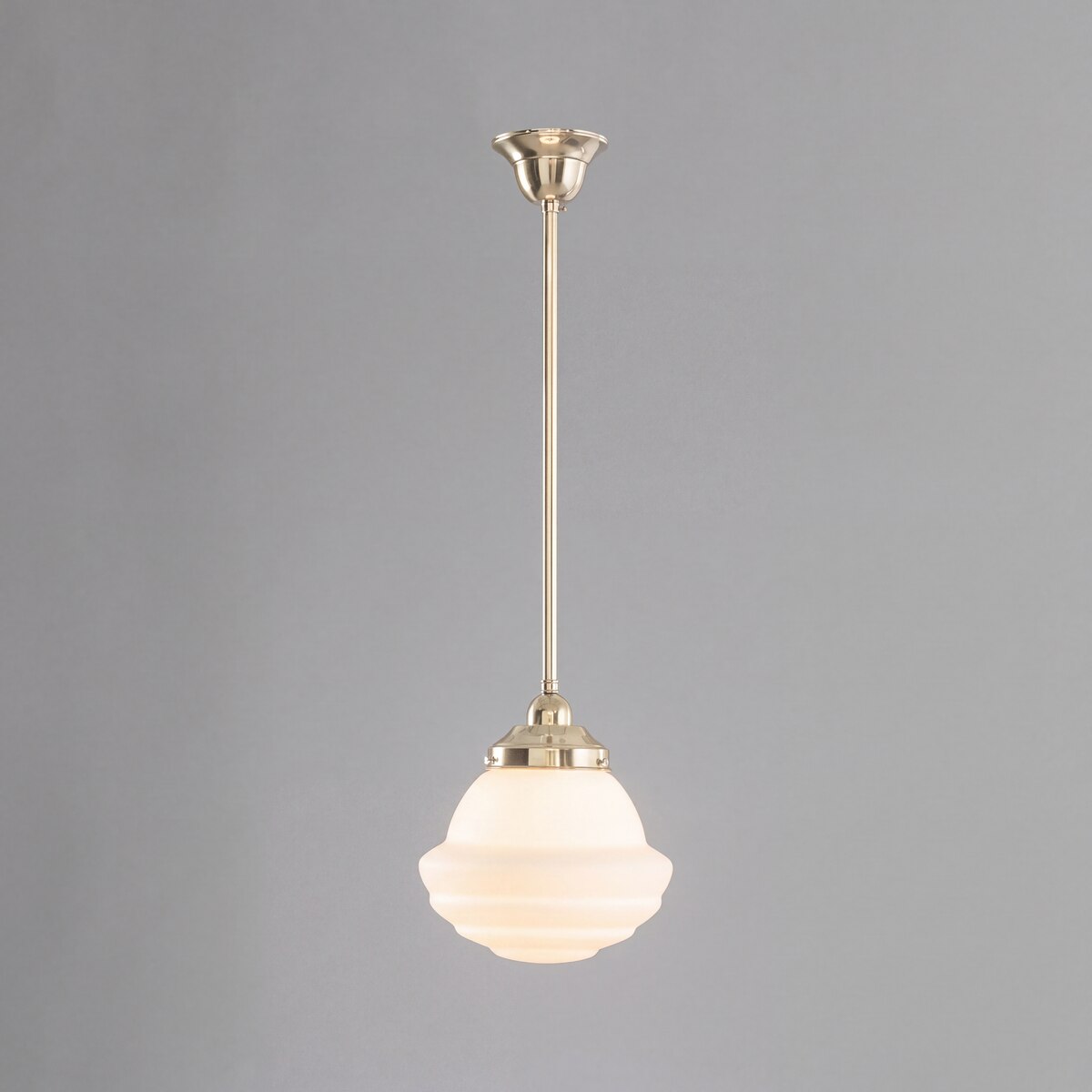 Single Rod Pendant Brass With 9" Parkville Opal Matt Glass - 3000265