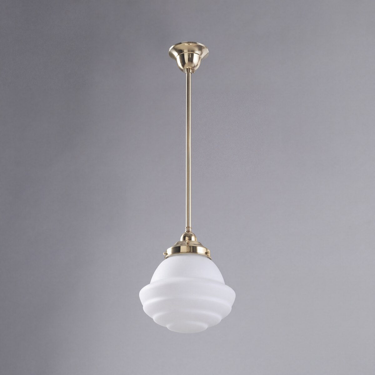 Single Rod Pendant Brass With 9" Parkville Opal Matt Glass - 3000265