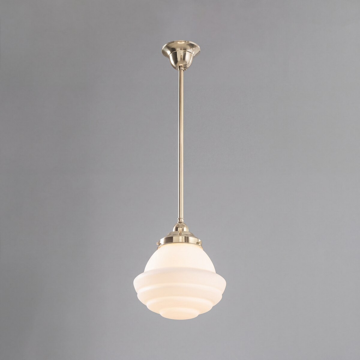 Single Rod Pendant Brass With 9" Parkville Opal Matt Glass - 3000265