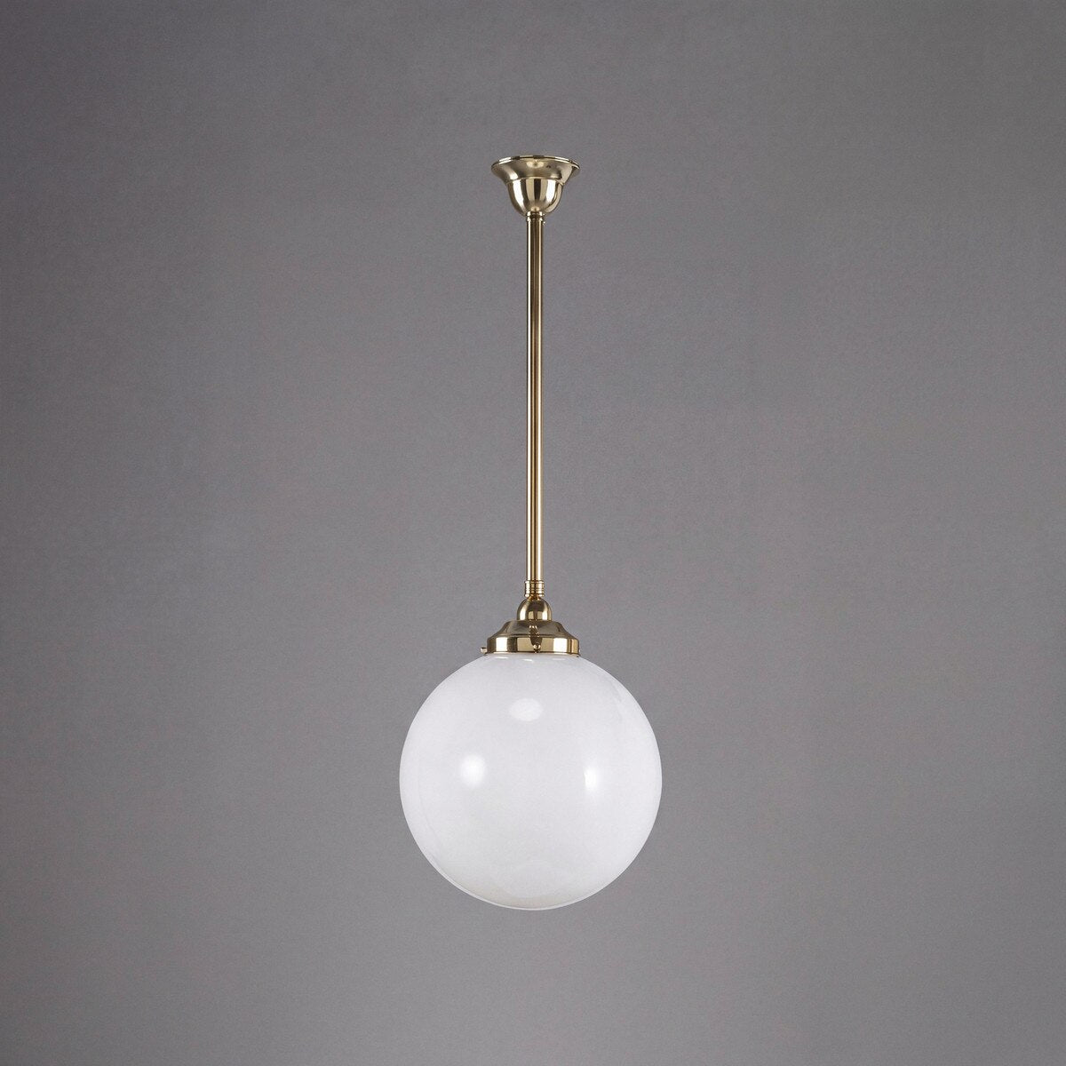 Single Rod Pendant Brass With 12" Sphere Opal Glass - 3000278