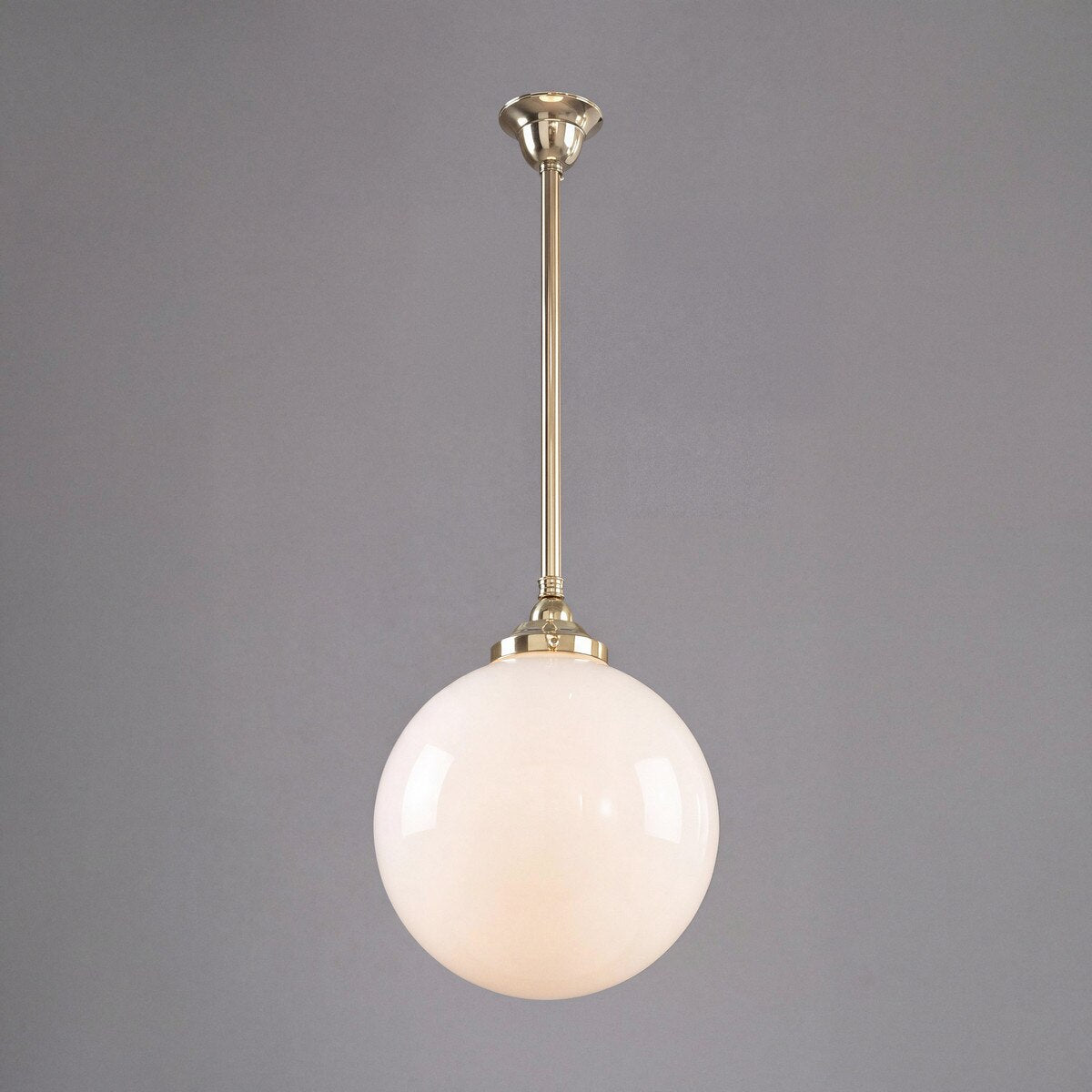 Single Rod Pendant Brass With 12" Sphere Opal Glass - 3000278