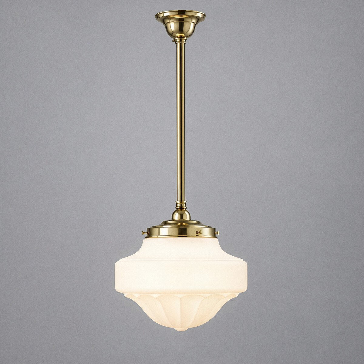 Single Rod Pendant Brass With 13" Derby Opal Matt Glass - 3000283