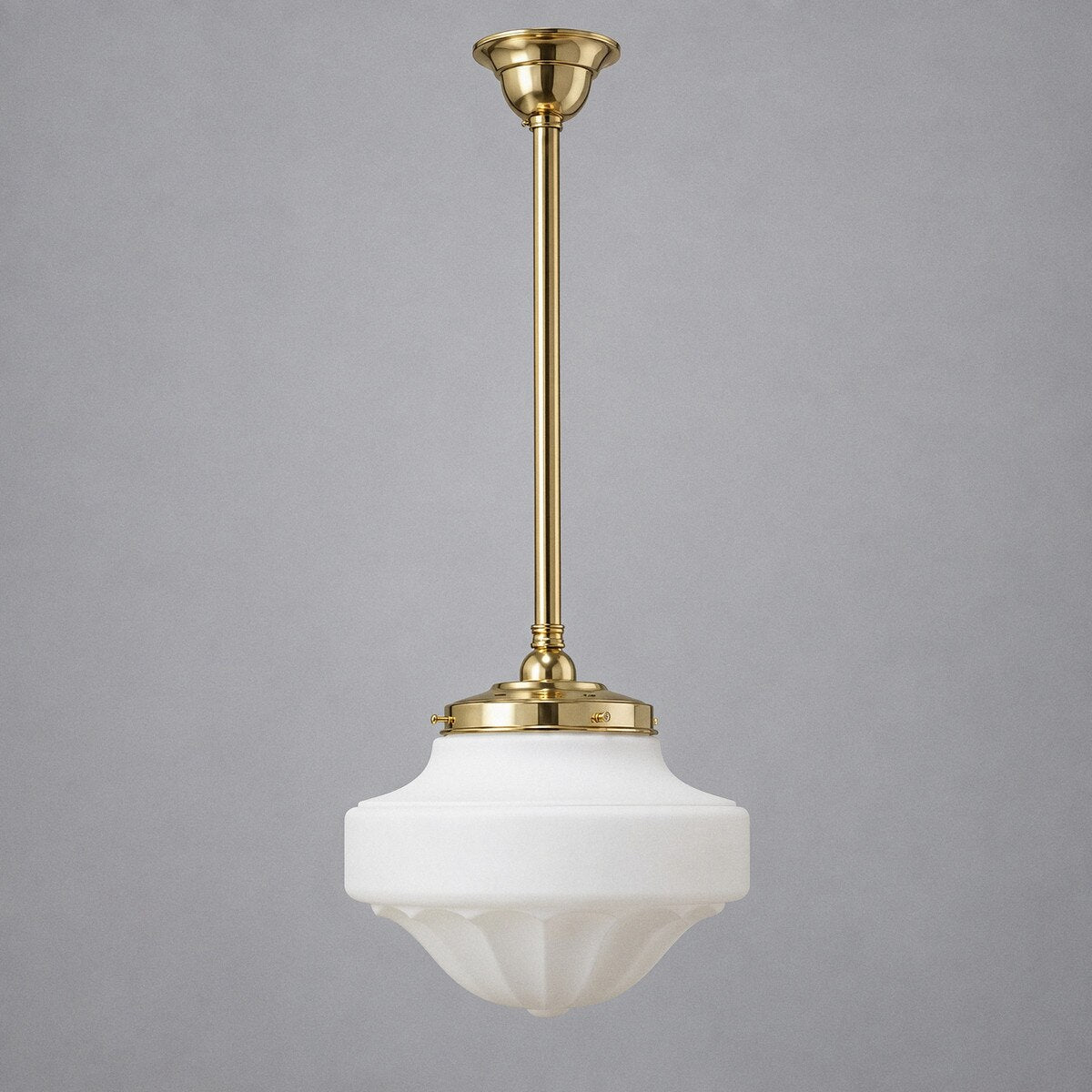 Single Rod Pendant Brass With 13" Derby Opal Matt Glass - 3000283