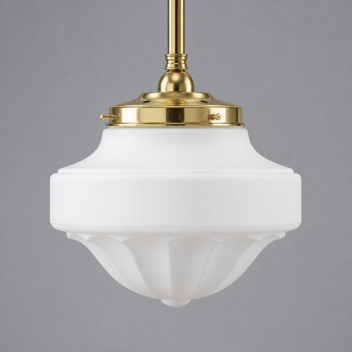 Single Rod Pendant Brass With 13" Derby Opal Matt Glass - 3000283