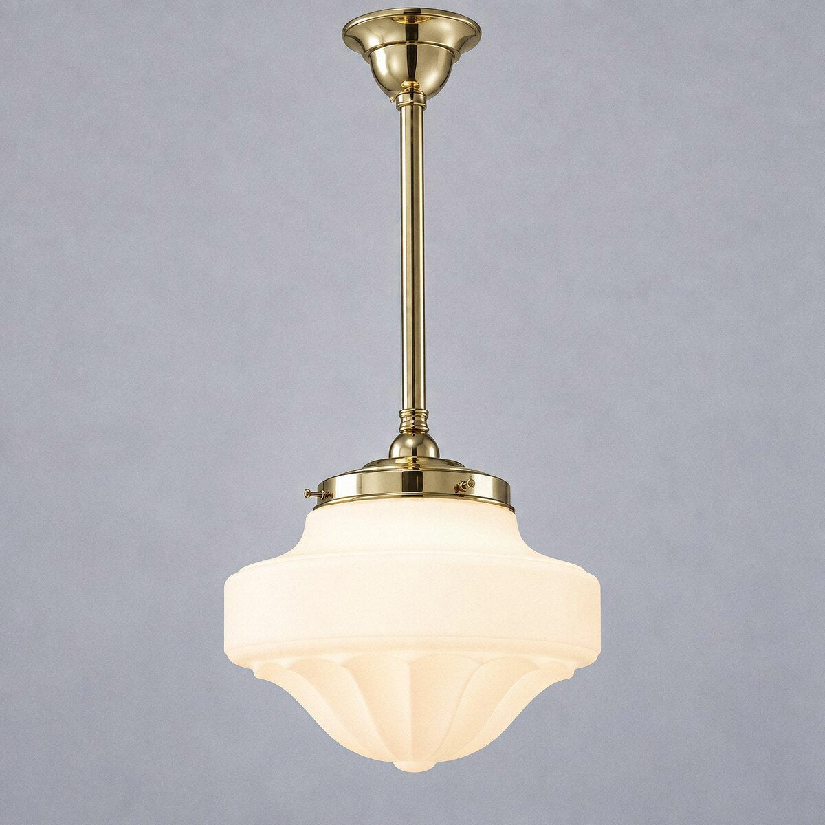 Single Rod Pendant Brass With 13" Derby Opal Matt Glass - 3000283
