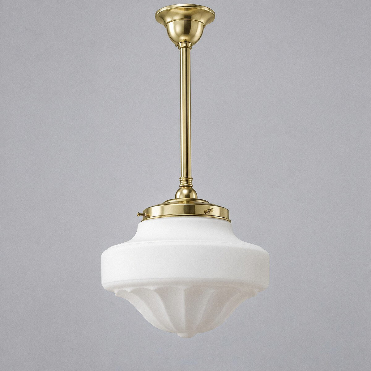 Single Rod Pendant Brass With 13" Derby Opal Matt Glass - 3000283