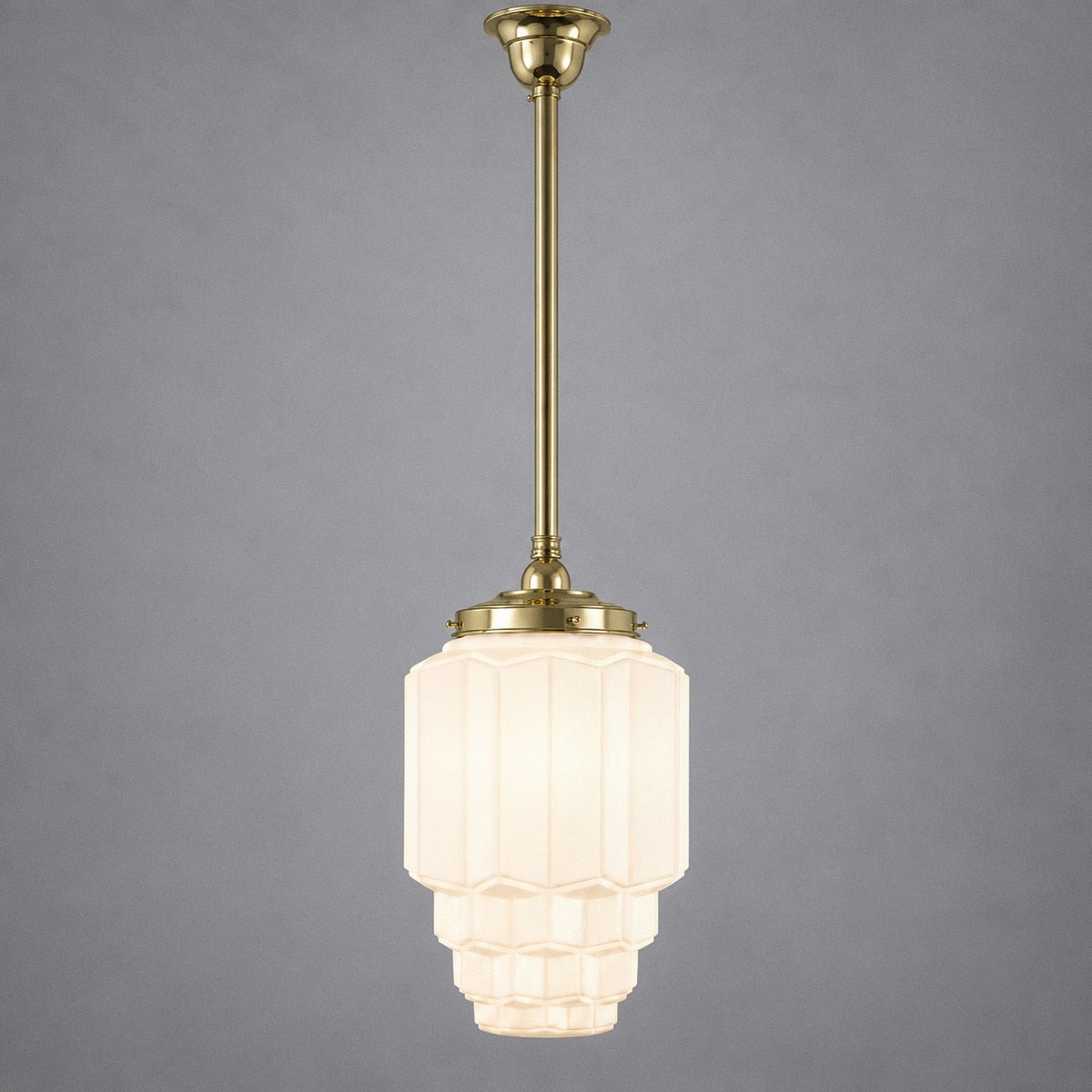 Single Rod Pendant Brass With Bergerac Opal Matt Glass - 3000288