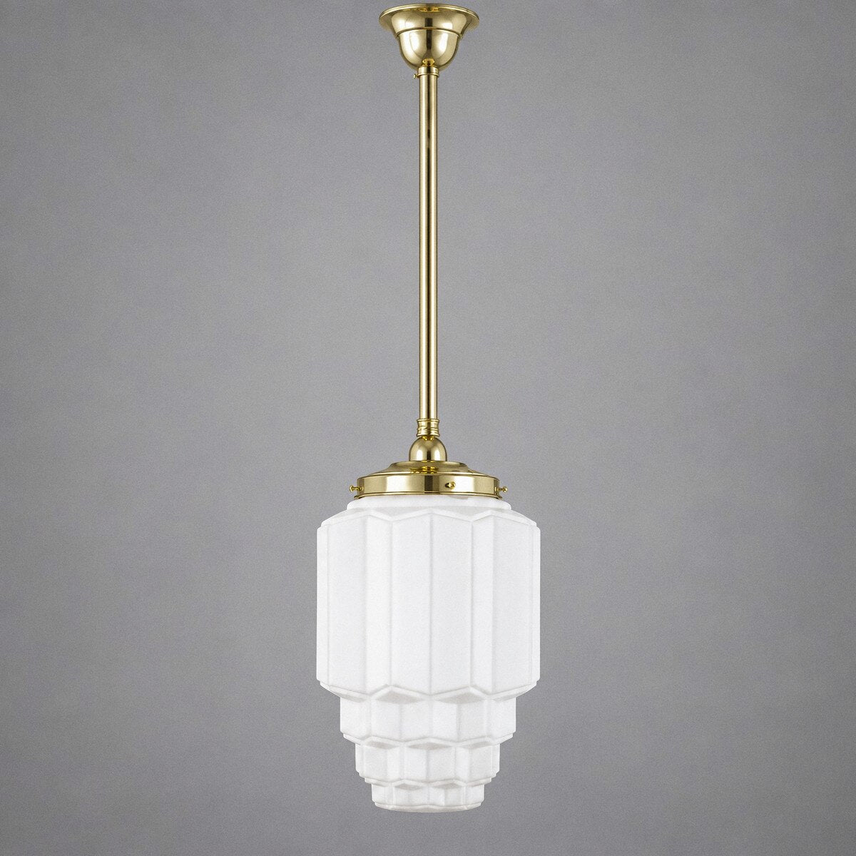 Single Rod Pendant Brass With Bergerac Opal Matt Glass - 3000288