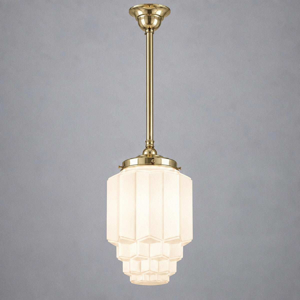 Single Rod Pendant Brass With Bergerac Opal Matt Glass - 3000288