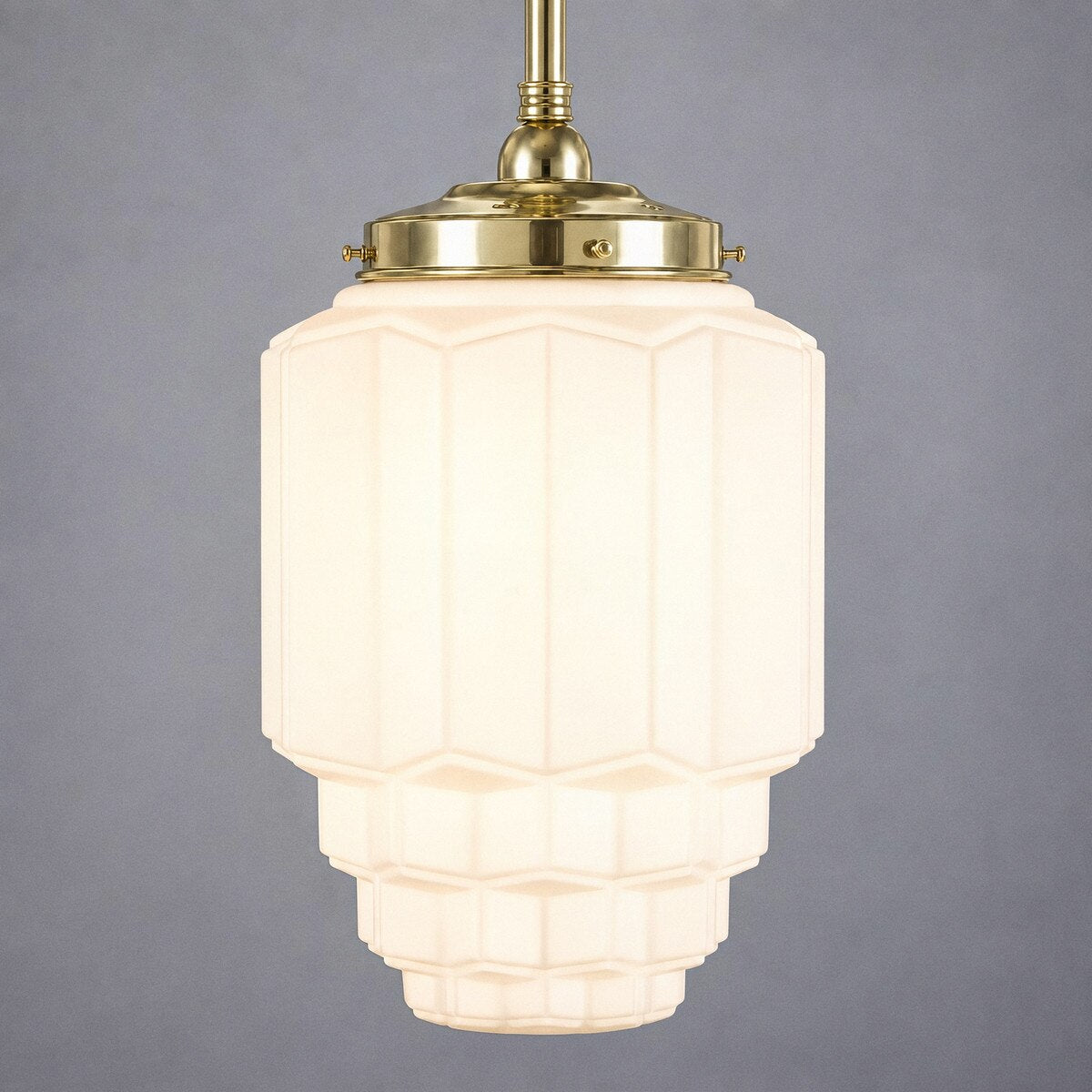 Single Rod Pendant Brass With Bergerac Opal Matt Glass - 3000288