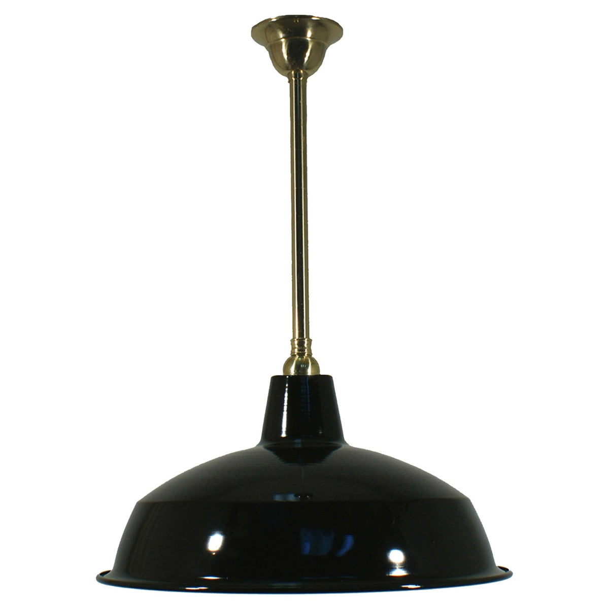 Single Rod Pendant Brass With 420mm Warehouse Black Shade - 3000290
