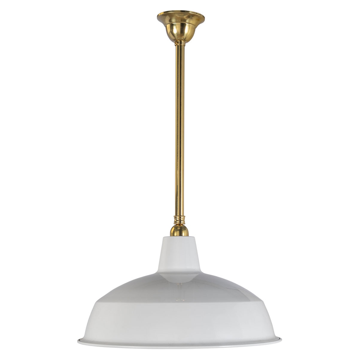 Single Rod Pendant Brass With 420mm Warehouse White Shade - 3000292