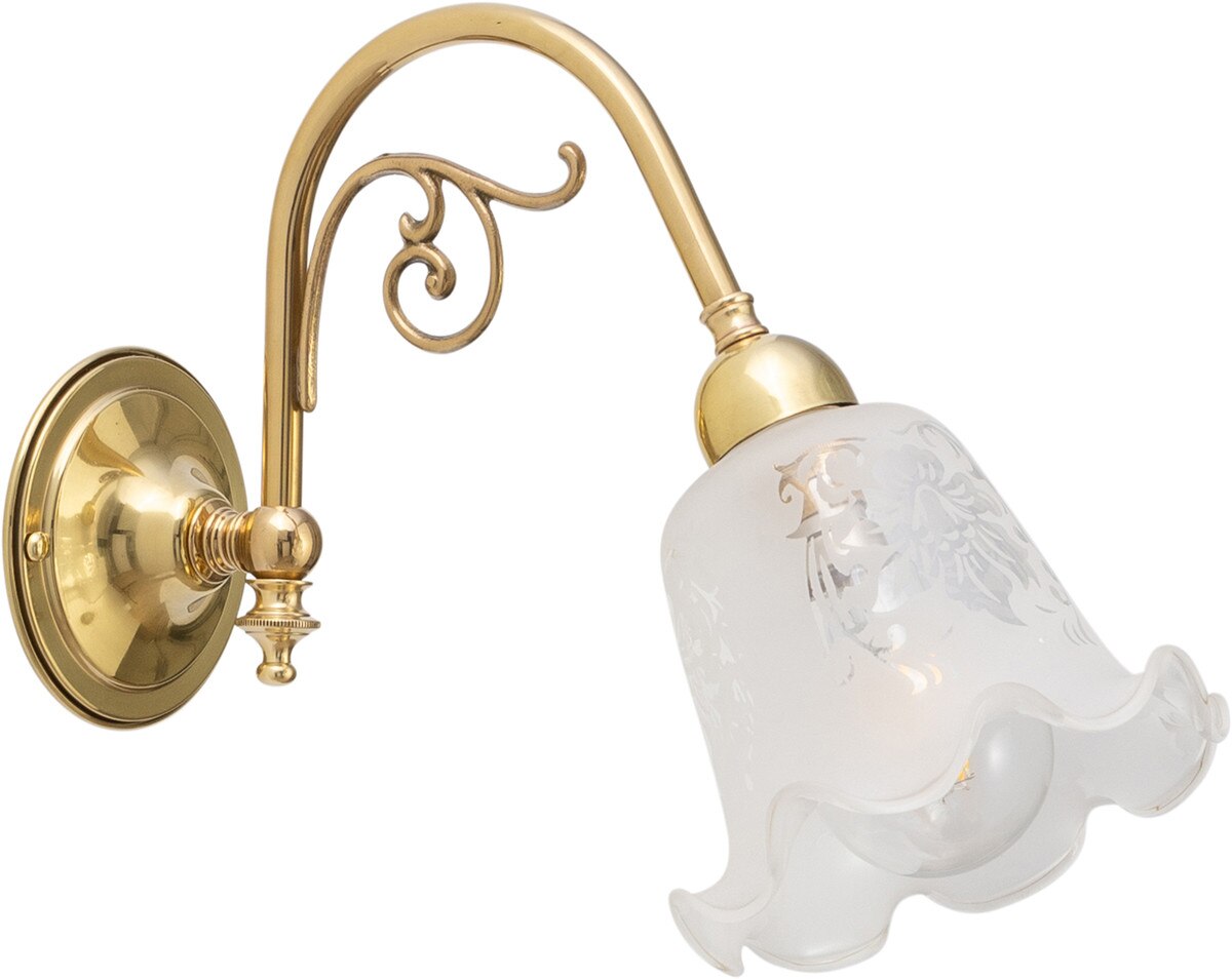 Victoriana Wall Light Brass With 5008 Frost Etched Glass - 3000316