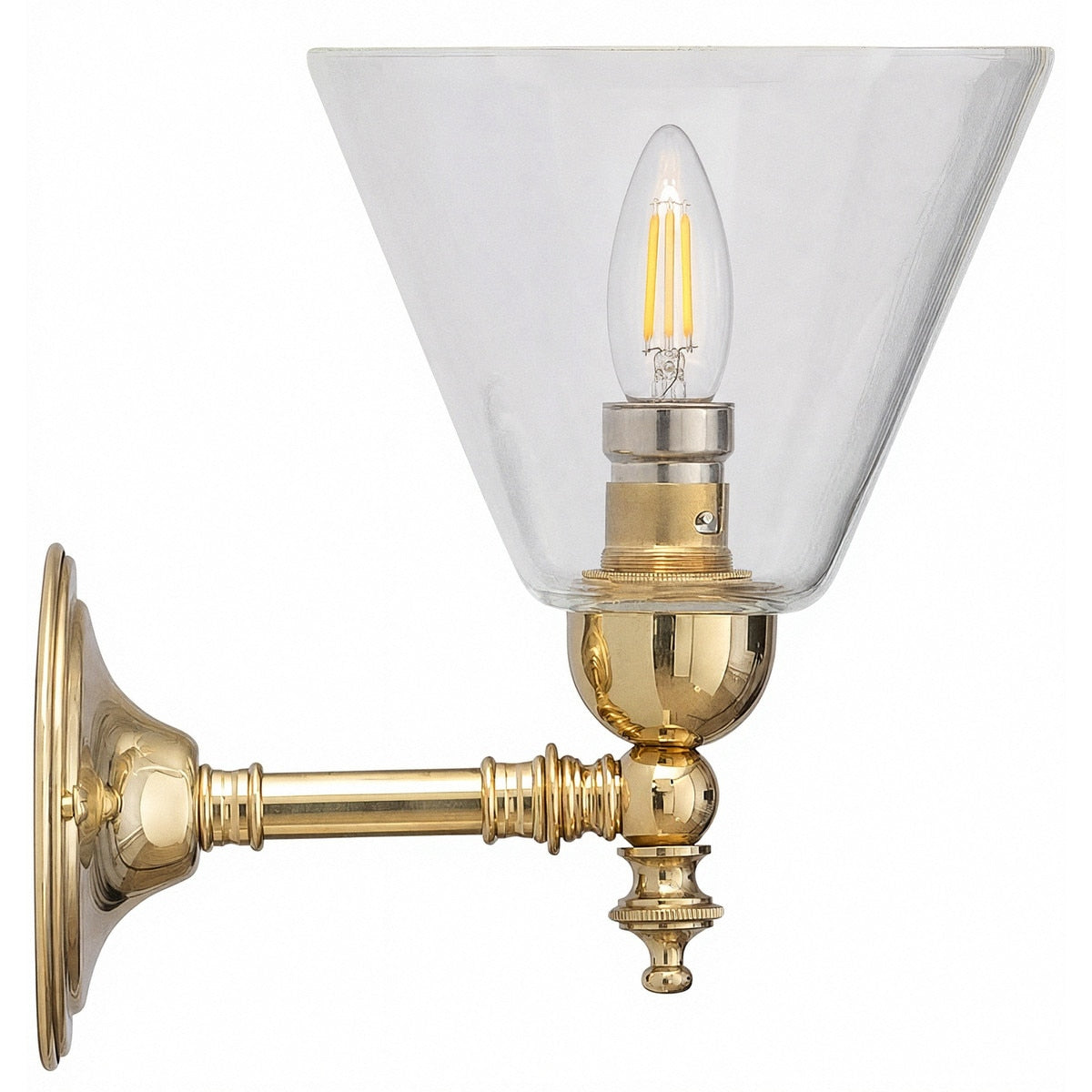 Waubra Wall Light Brass With Cono Clear Glass - 3000333