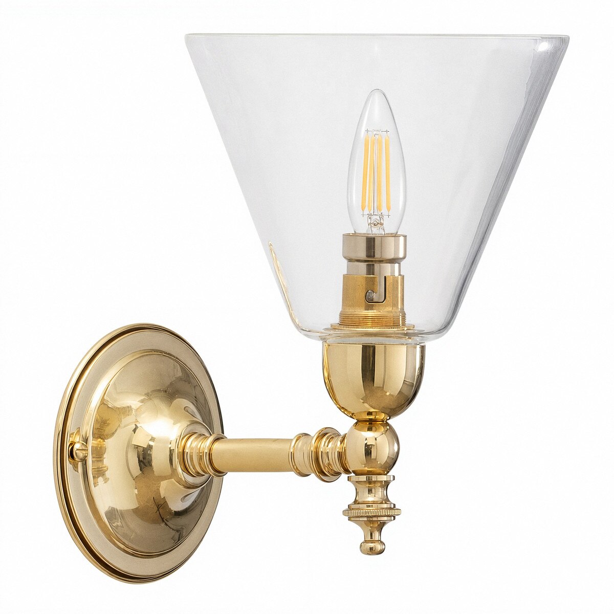 Waubra Wall Light Brass With Cono Clear Glass - 3000333