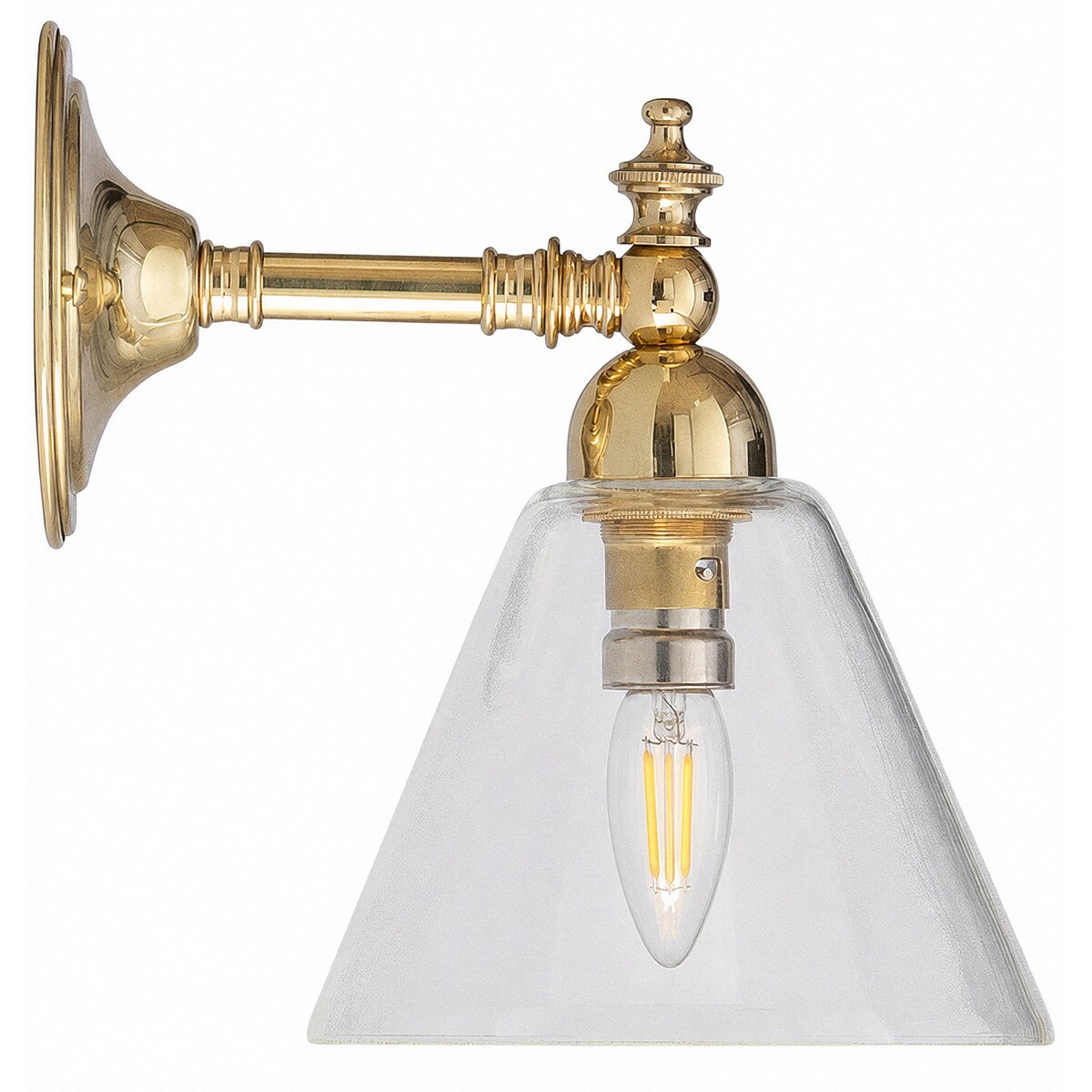 Waubra Wall Light Brass With Cono Clear Glass - 3000333