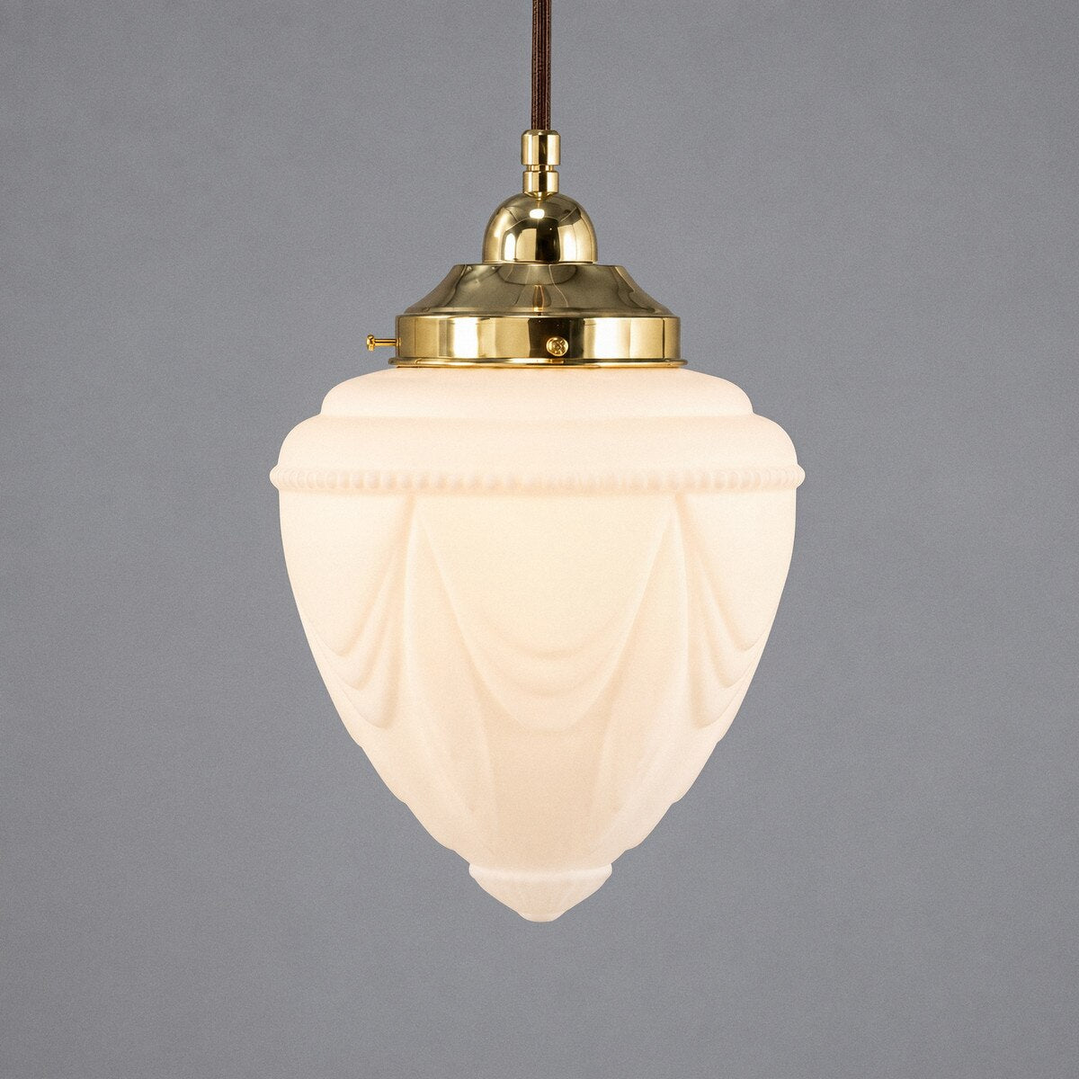 Single Cord Pendant Brass With 8" Empire Opal Matt Glass - 3001111