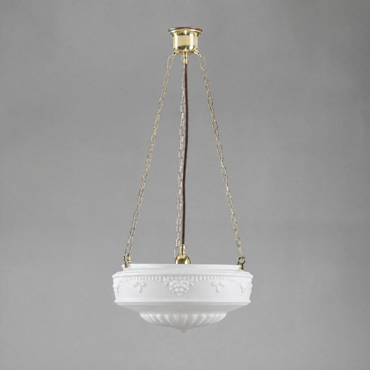 3 Chain Suspension Pendant Brass With 17" Senator Opal Matt Glass - 3001112