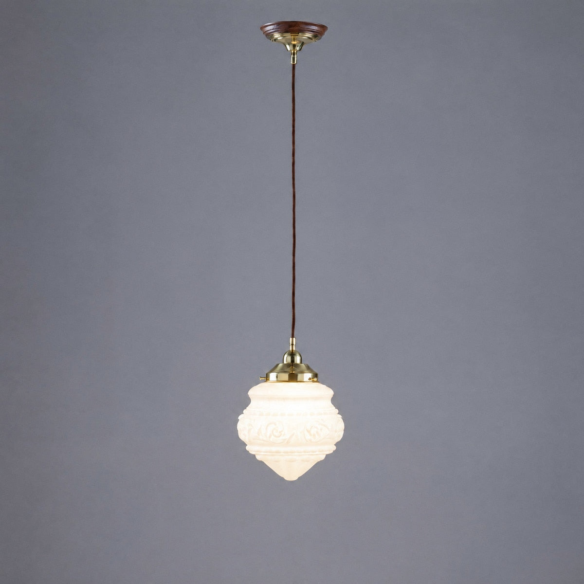 Single Cord Pendant Brass With 8" Premier Opal Matt Glass - 3001113