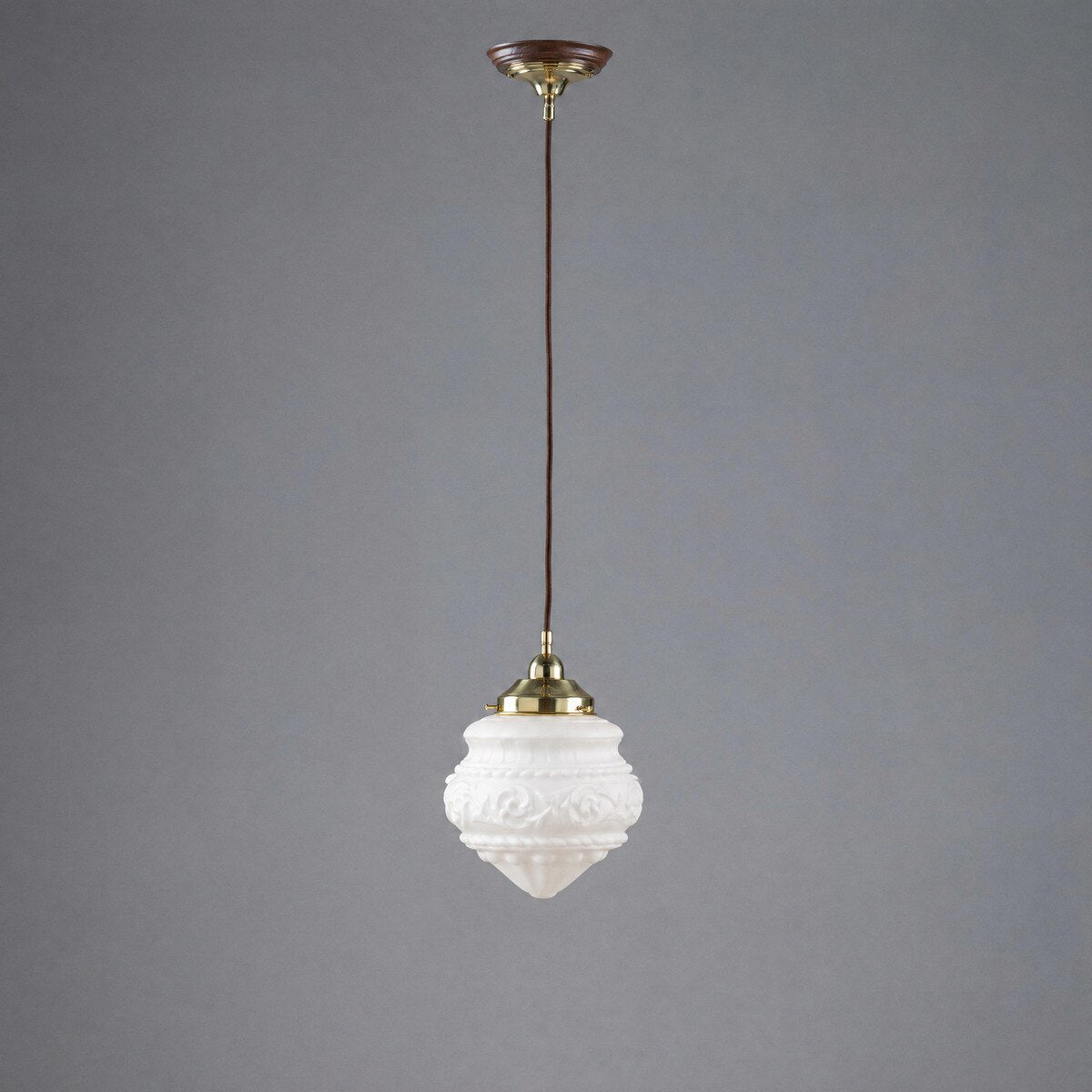 Single Cord Pendant Brass With 8" Premier Opal Matt Glass - 3001113