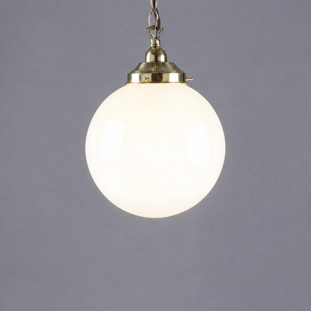 Single Chain Pendant Brass With 10" Sphere Opal Glass - 3001190