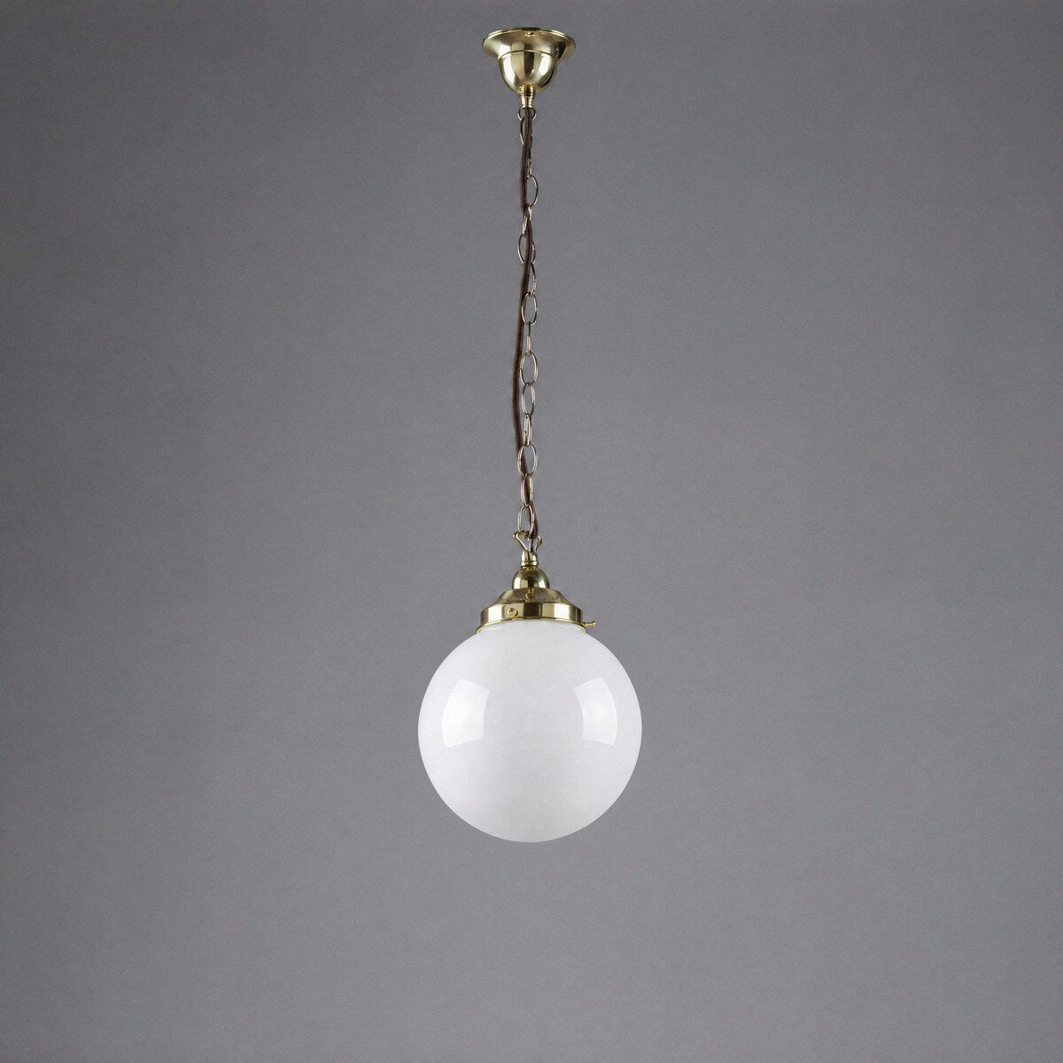 Single Chain Pendant Brass With 10" Sphere Opal Glass - 3001190