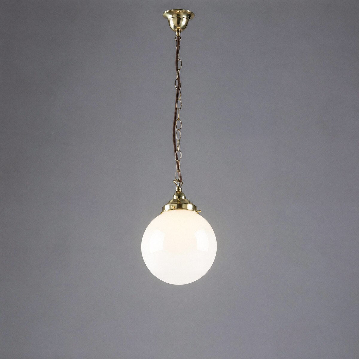 Single Chain Pendant Brass With 10" Sphere Opal Glass - 3001190