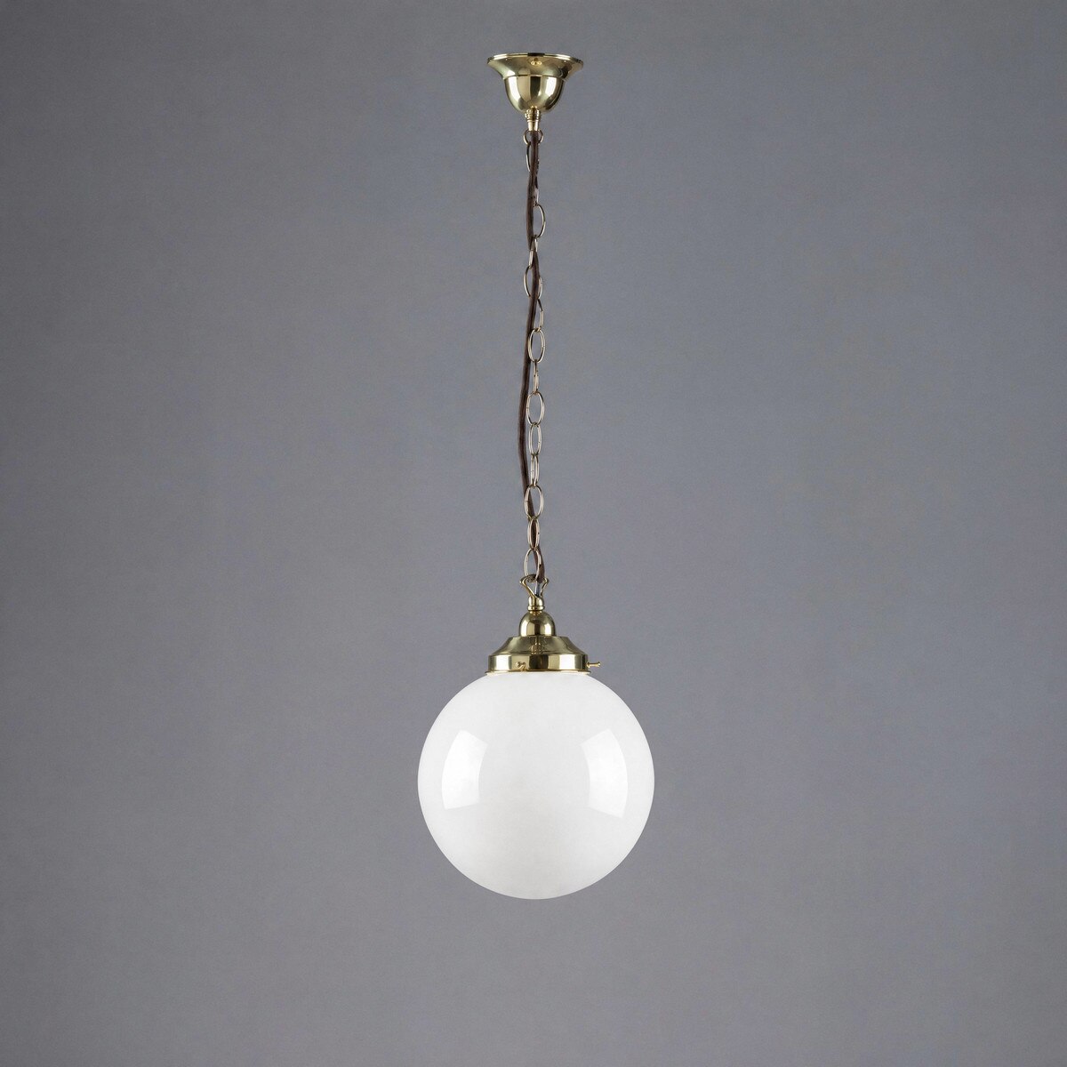 Single Chain Pendant Brass With 10" Sphere Opal Glass - 3001190