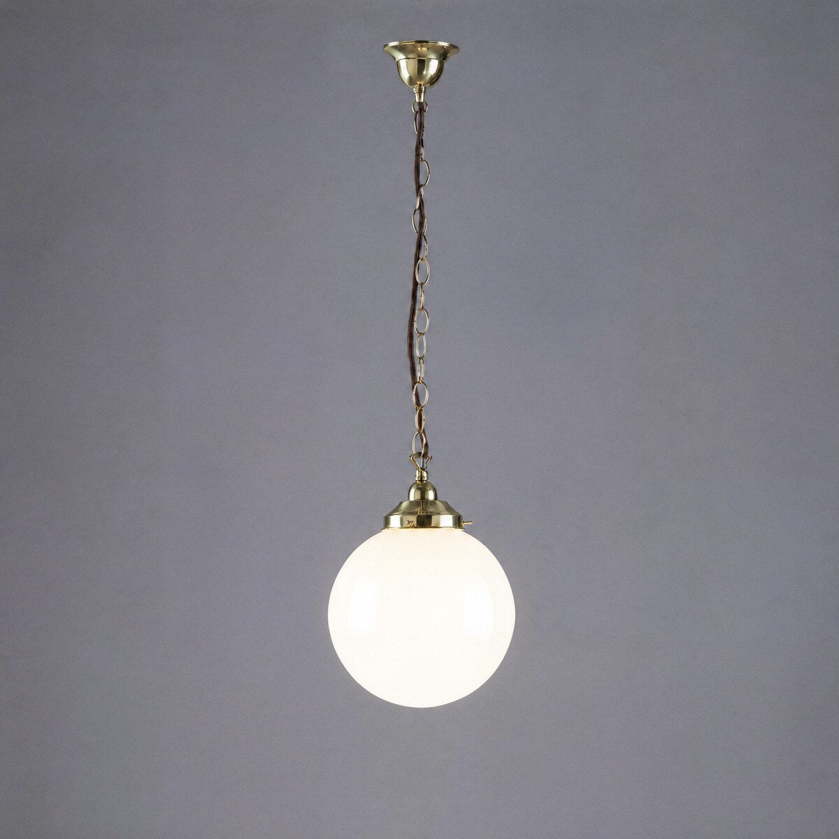 Single Chain Pendant Brass With 10" Sphere Opal Glass - 3001190