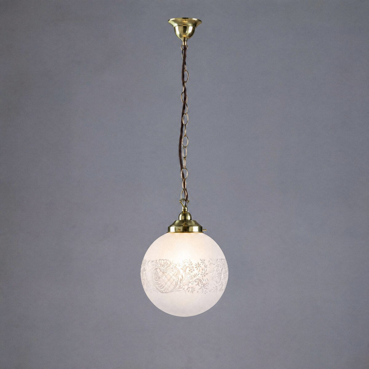 Single Chain Pendant Brass With 10" Sheffield Glass - 3001191