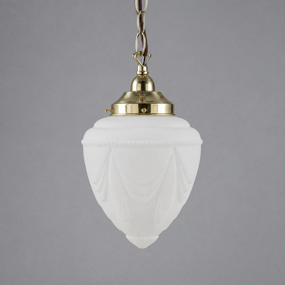 Single Chain Pendant Brass With 8" Empire Opal Matt Glass - 3001192
