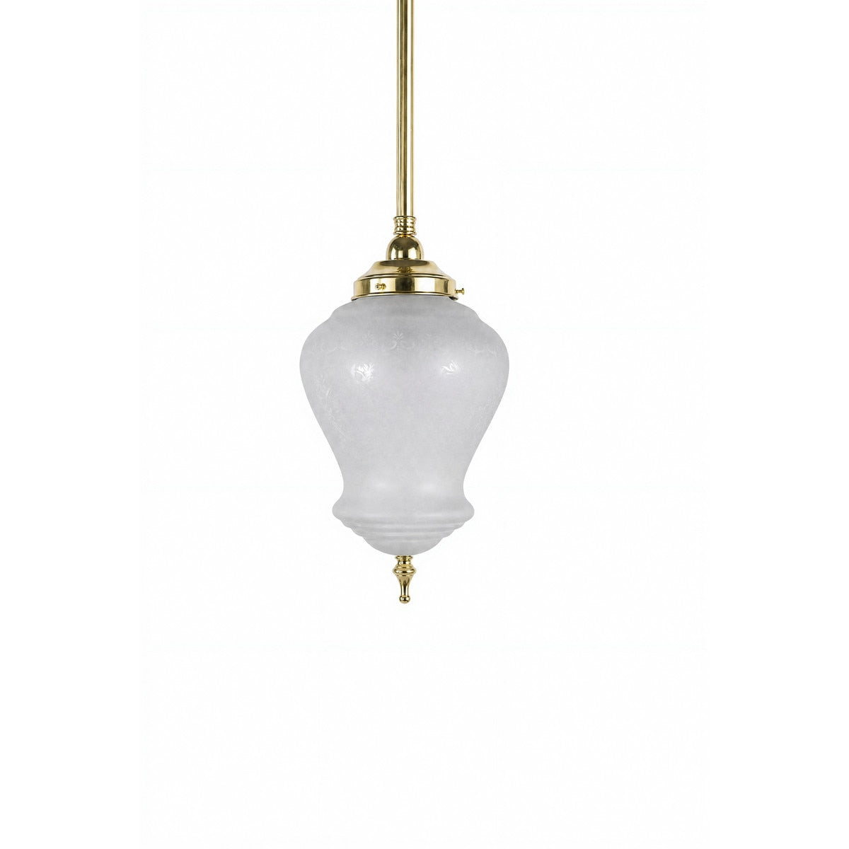 Single Rod Pendant Brass With Cambridge Frost Etched Glass - 3001279