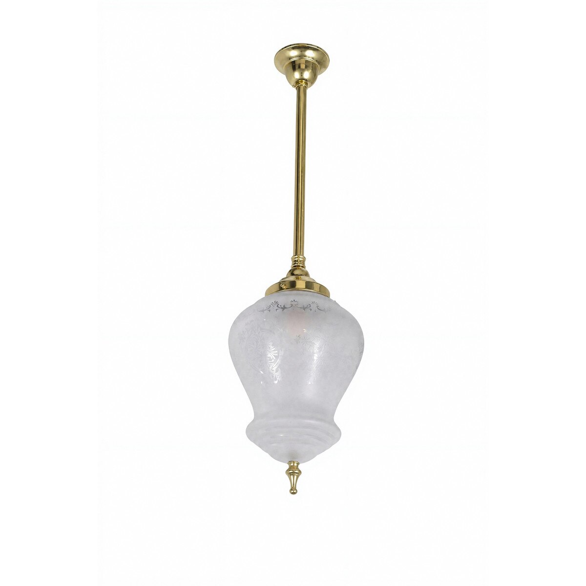 Single Rod Pendant Brass With Cambridge Frost Etched Glass - 3001279