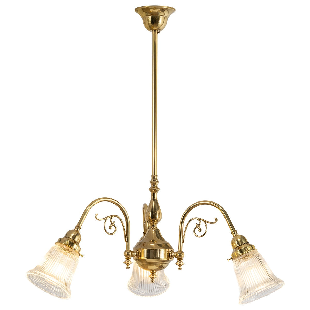 Victoriana 3 Light Pendant Light with Zipper Shade Polished Brass & Clear - 3001280