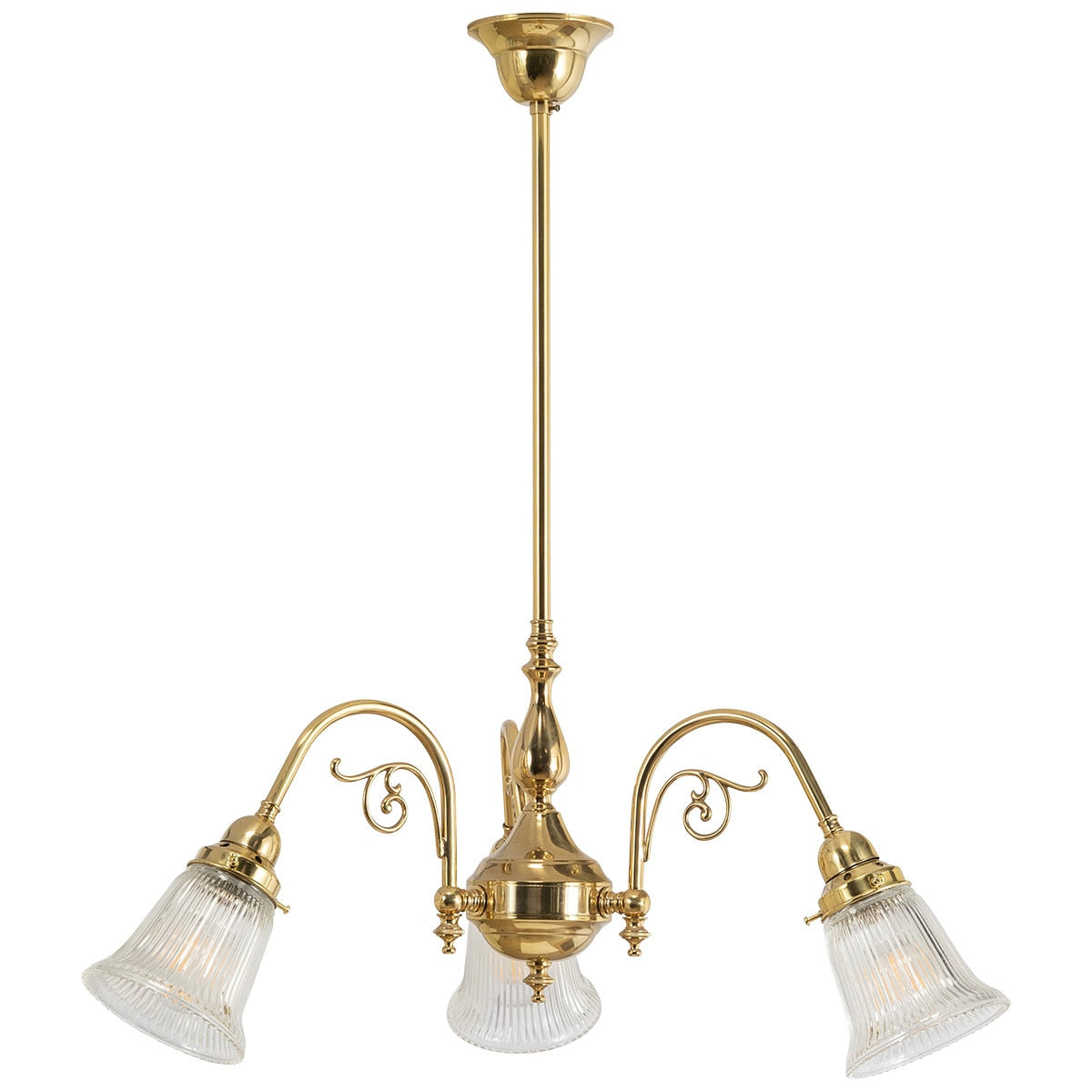 Victoriana 3 Light Pendant Light with Zipper Shade Polished Brass & Clear - 3001280