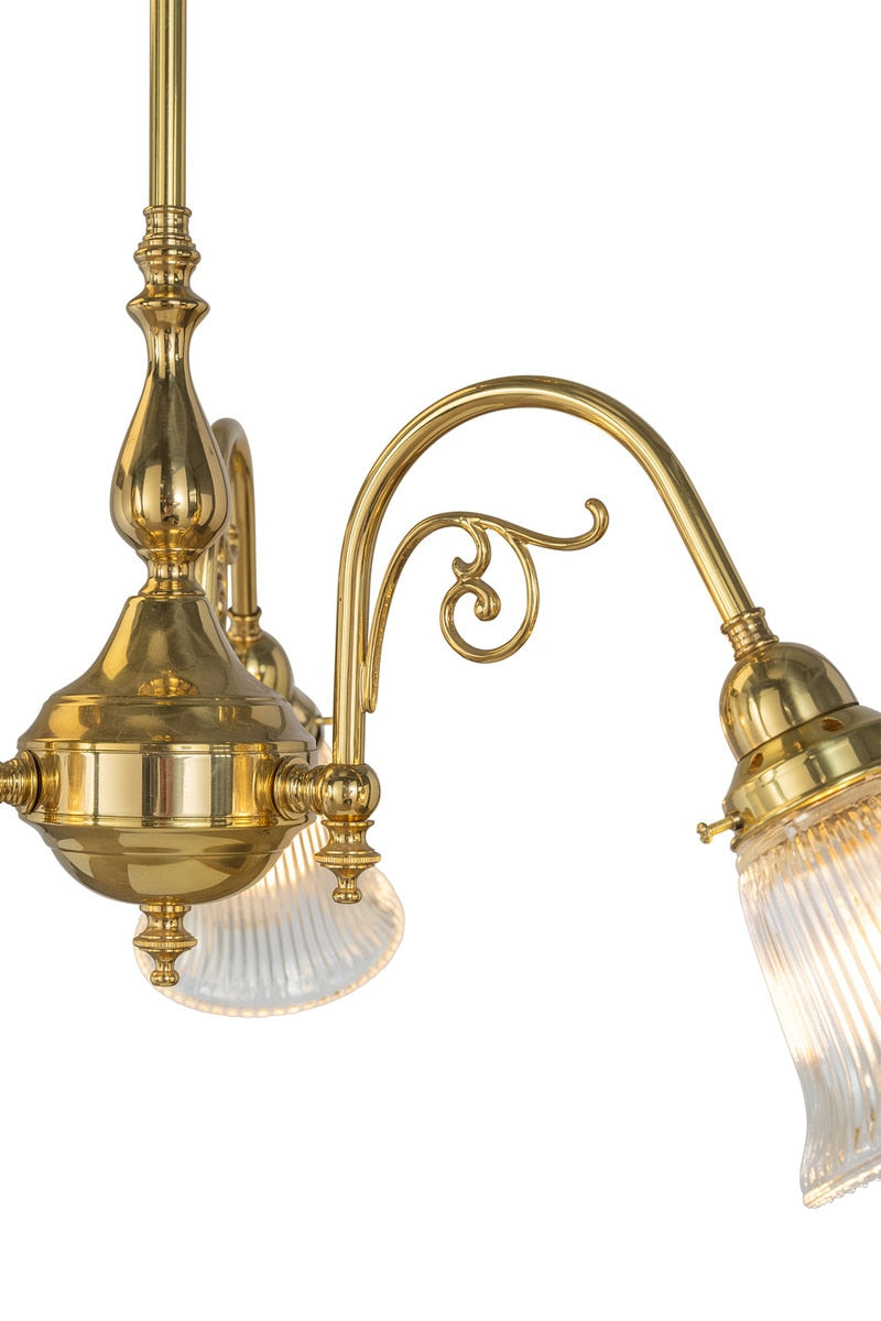 Victoriana 3 Light Pendant Light with Zipper Shade Polished Brass & Clear - 3001280
