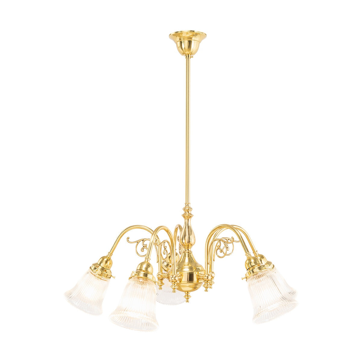 Victoriana 5 Light Pendant Light with Zipper Shade Polished Brass & Clear - 3001281