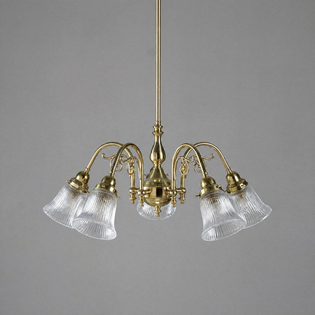 Victoriana 5 Light Pendant Light with Zipper Shade Polished Brass & Clear - 3001281