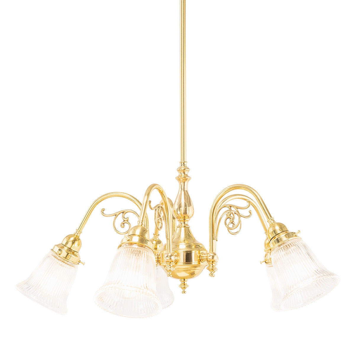 Victoriana 5 Light Pendant Light with Zipper Shade Polished Brass & Clear - 3001281