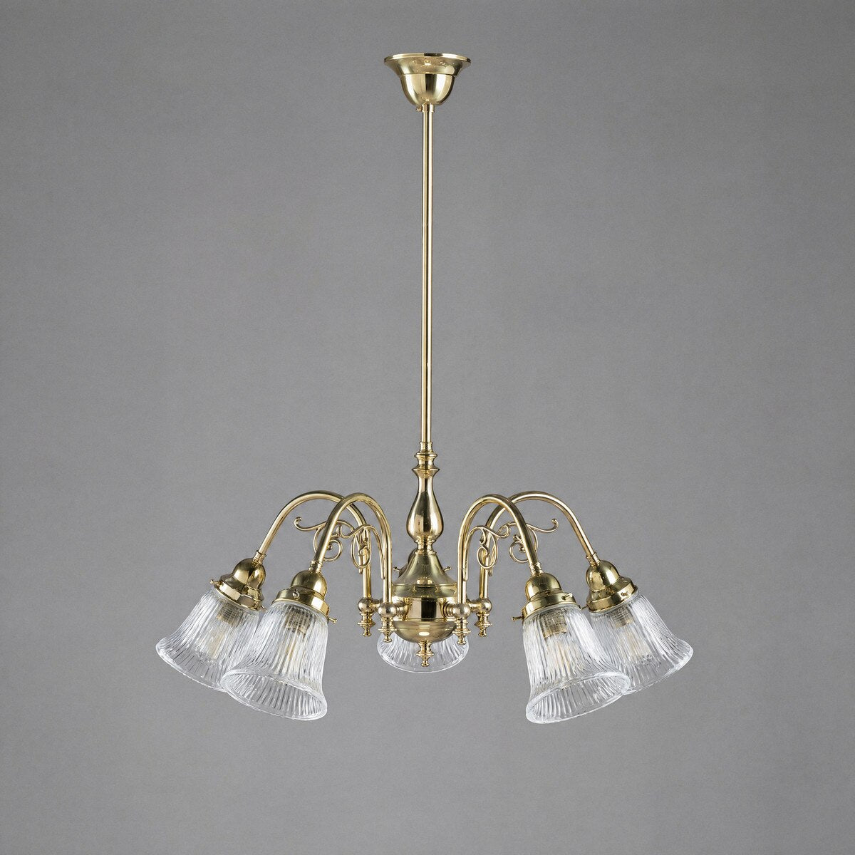 Victoriana 5 Light Pendant Light with Zipper Shade Polished Brass & Clear - 3001281