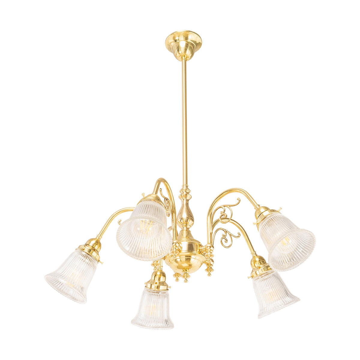 Victoriana 5 Light Pendant Light with Zipper Shade Polished Brass & Clear - 3001281