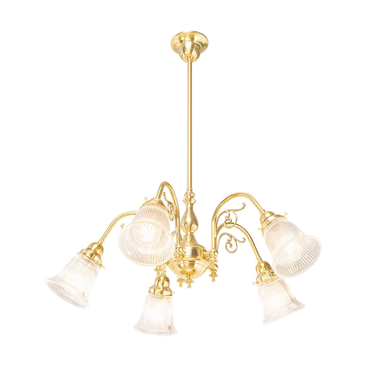 Victoriana 5 Light Pendant Light with Zipper Shade Polished Brass & Clear - 3001281